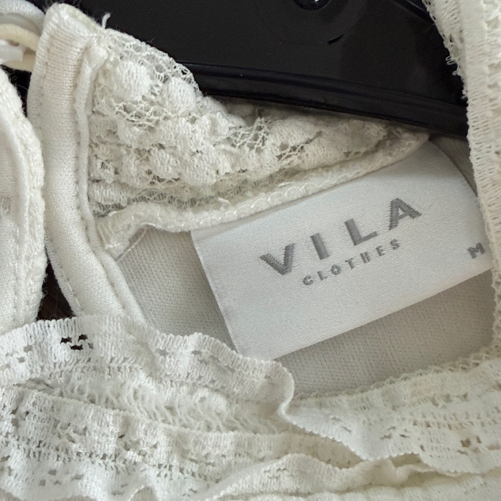 VILA White Textured Short Sleeve Blouse Medium - Picture 6 of 8